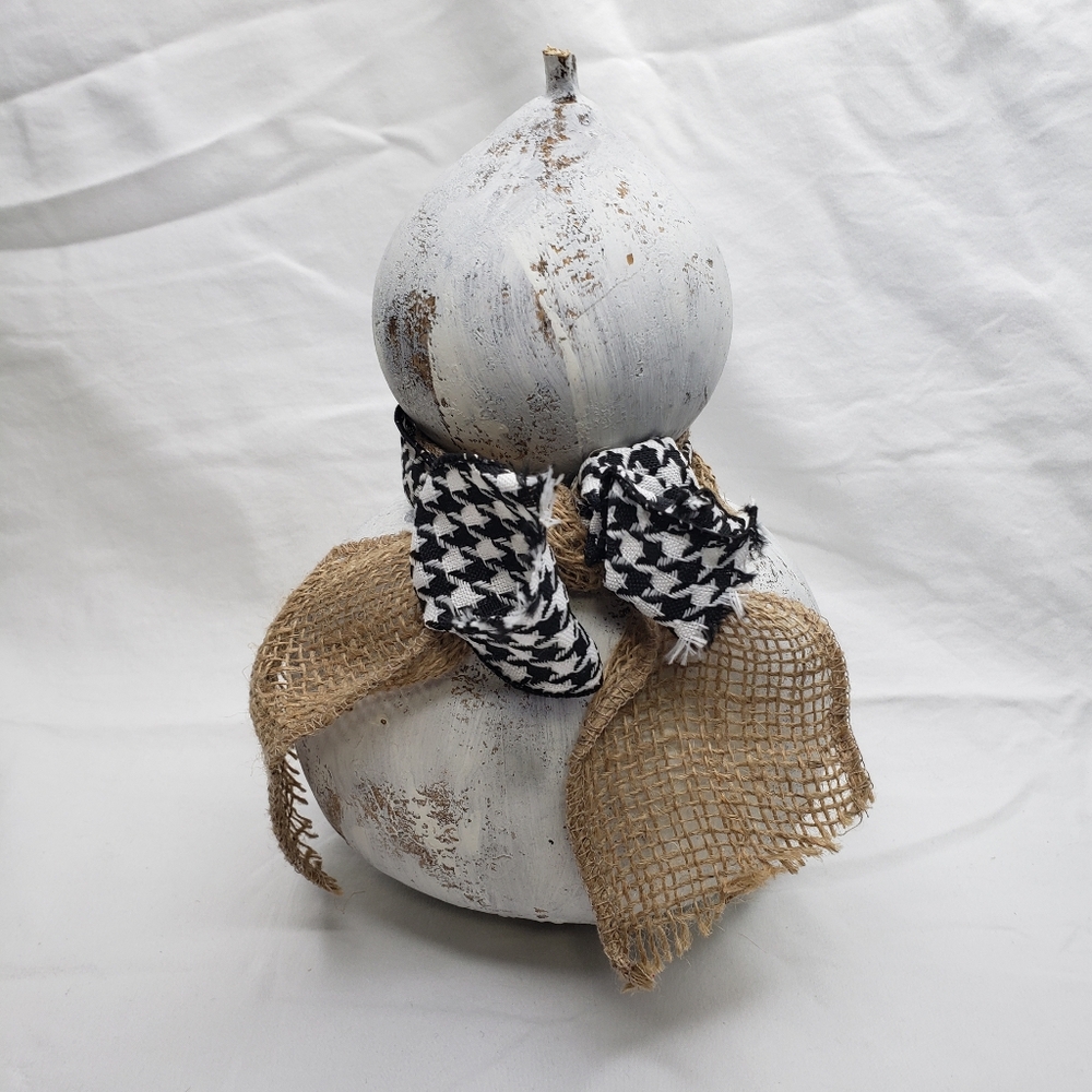 Handmade Gourd Snowman In Basket - Picture 5 of 7